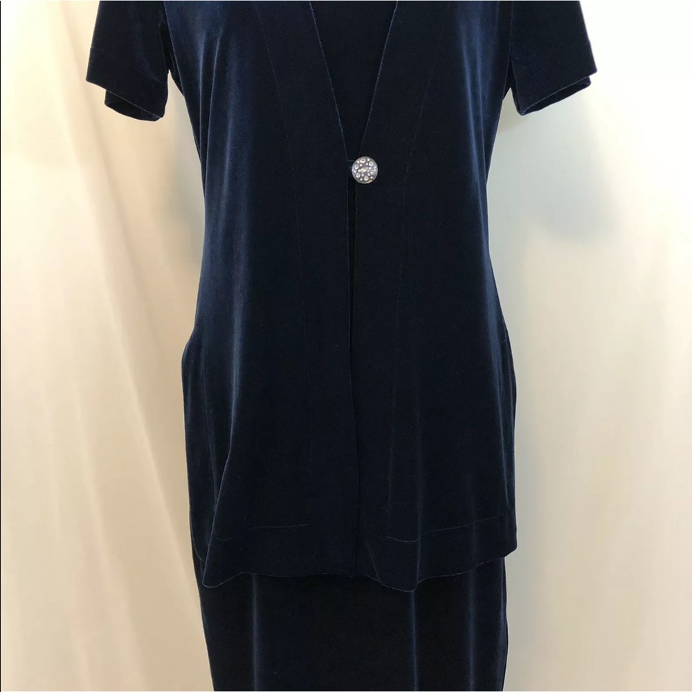 Another Thyme Womens Dress Vintage 10 Blue Velvet Maxi Sheath Shift Cocktail - Picture 8 of 11